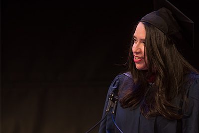 Fritzie Andrade, '08, Alumni speaker at the Class of 2016's December commencement ceremony