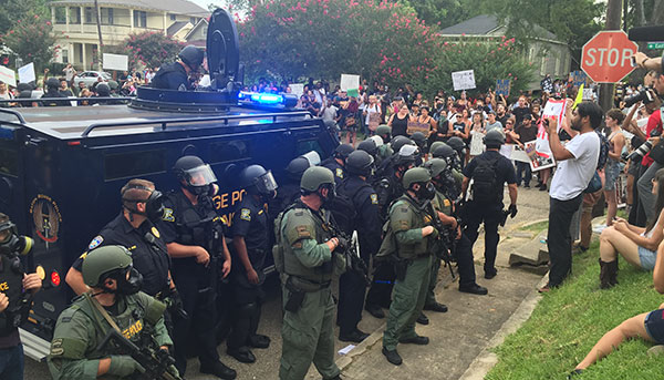 Scene from a protest in Baton Rouge, LA (Photo by Karen Savage)