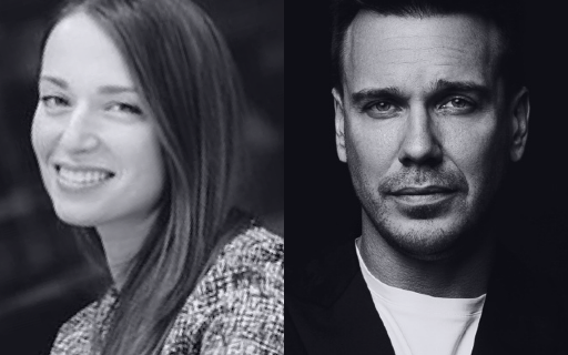 Portraits of Julia Ioffe (left) and Mikhail (right).