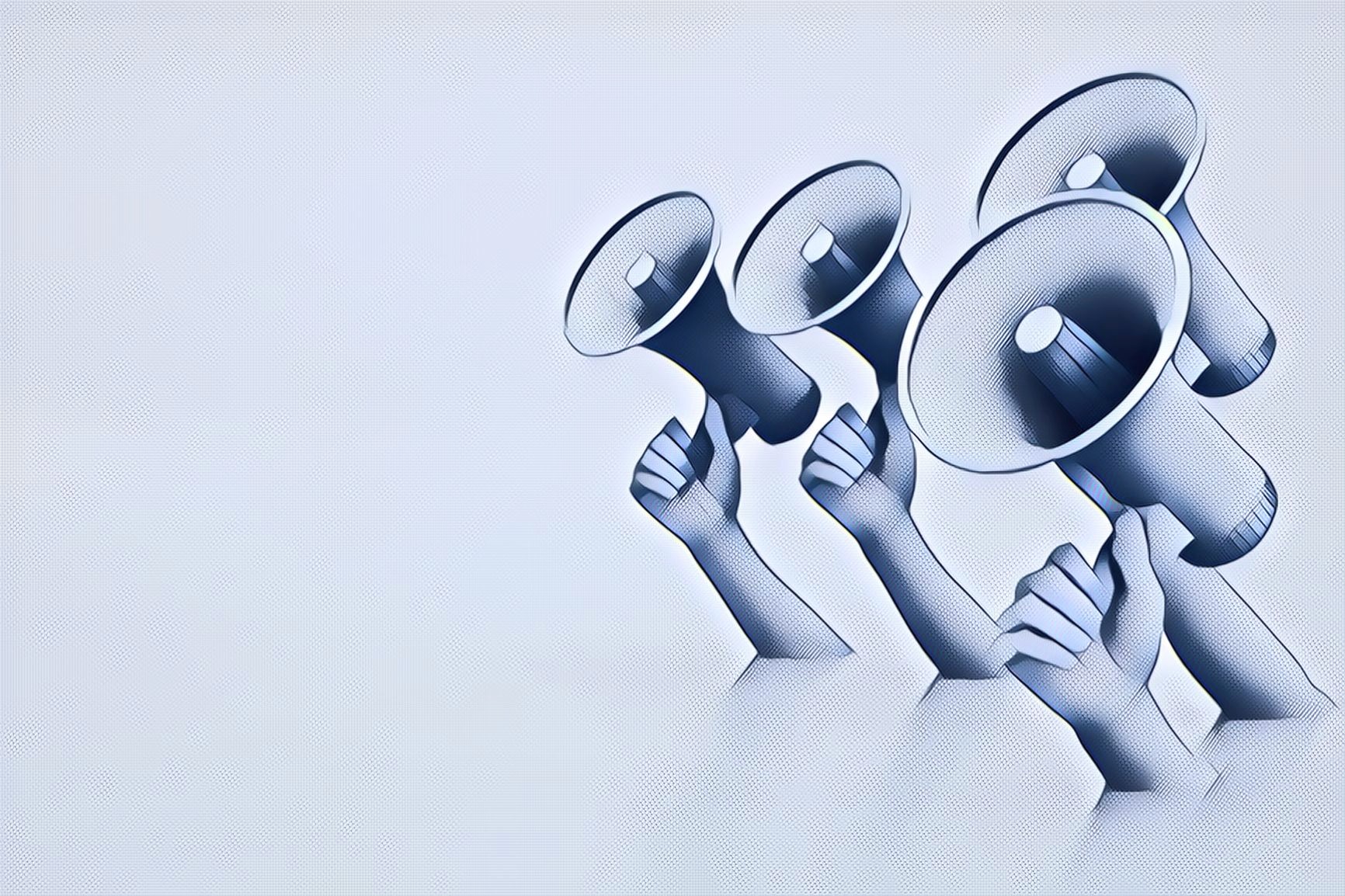 Graphic of hands holding megaphone.